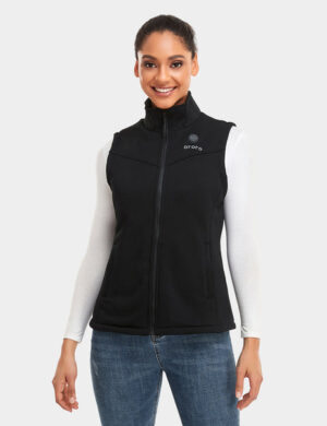 Women's Heated Fleece Vest- Black (3 Heating Zones) | ororo®