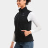 Women's Heated Fleece Vest- Black (3 Heating Zones) | ororo®