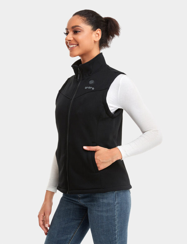 Women's Heated Fleece Vest- Black (3 Heating Zones) | ororo®